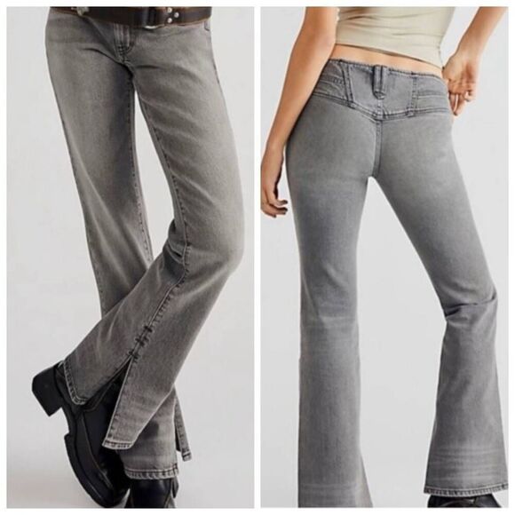 Free People Stillwater Low Rise Slim Flare Jeans Gray Size 30 - Picture 1 of 12